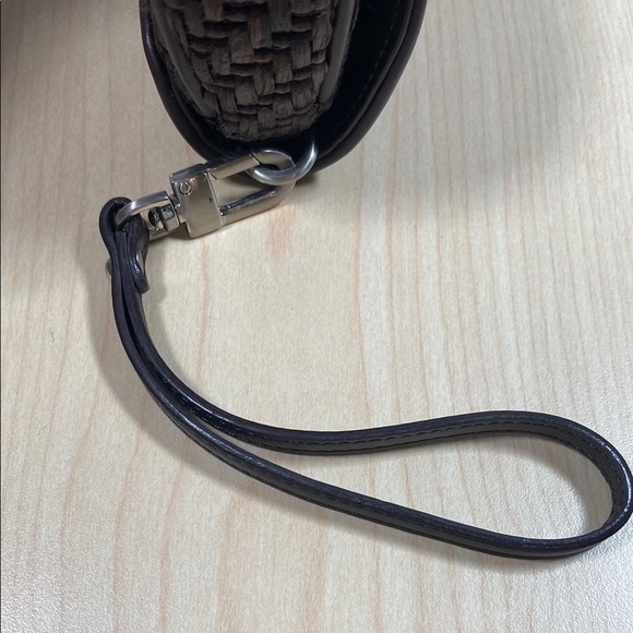 Ann Taylor Dark Brown Woven Clutch with Buckle - Picture 3 of 6